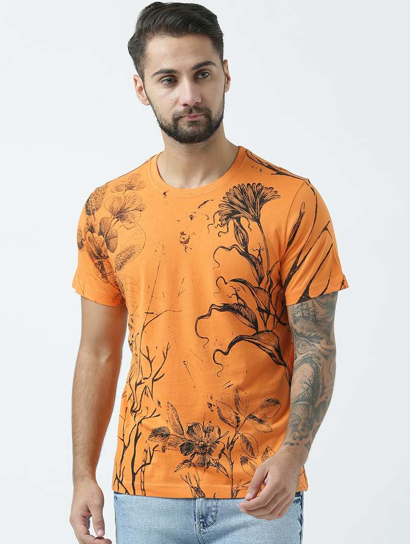 men front print short sleeve t-shirt