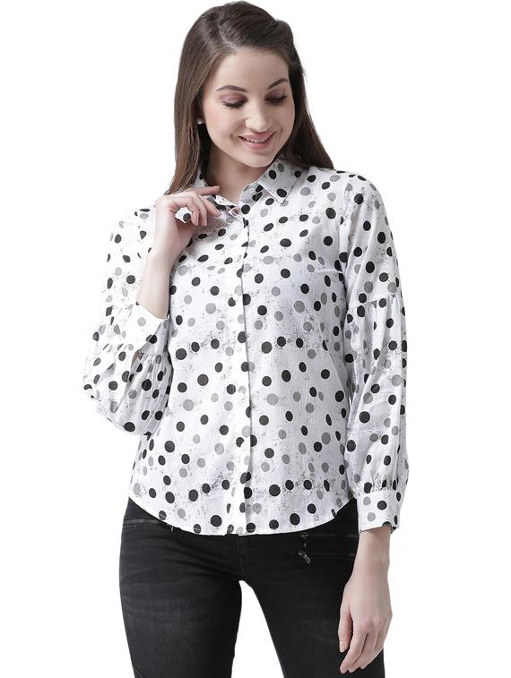 white printed long sleeve shirt - 19650325 - Zoom Image - 0
