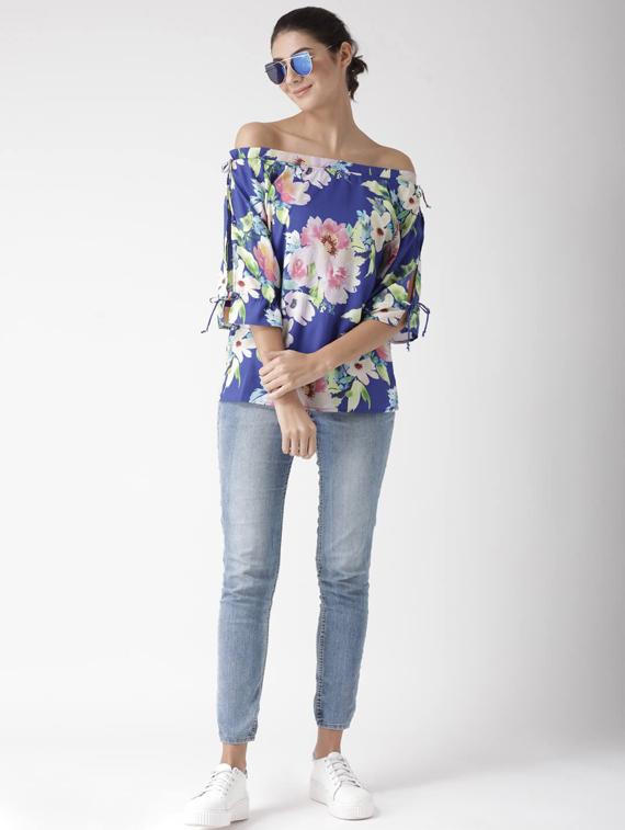 cold shoulder printed regular top - 19650705 - Standard Image - 3