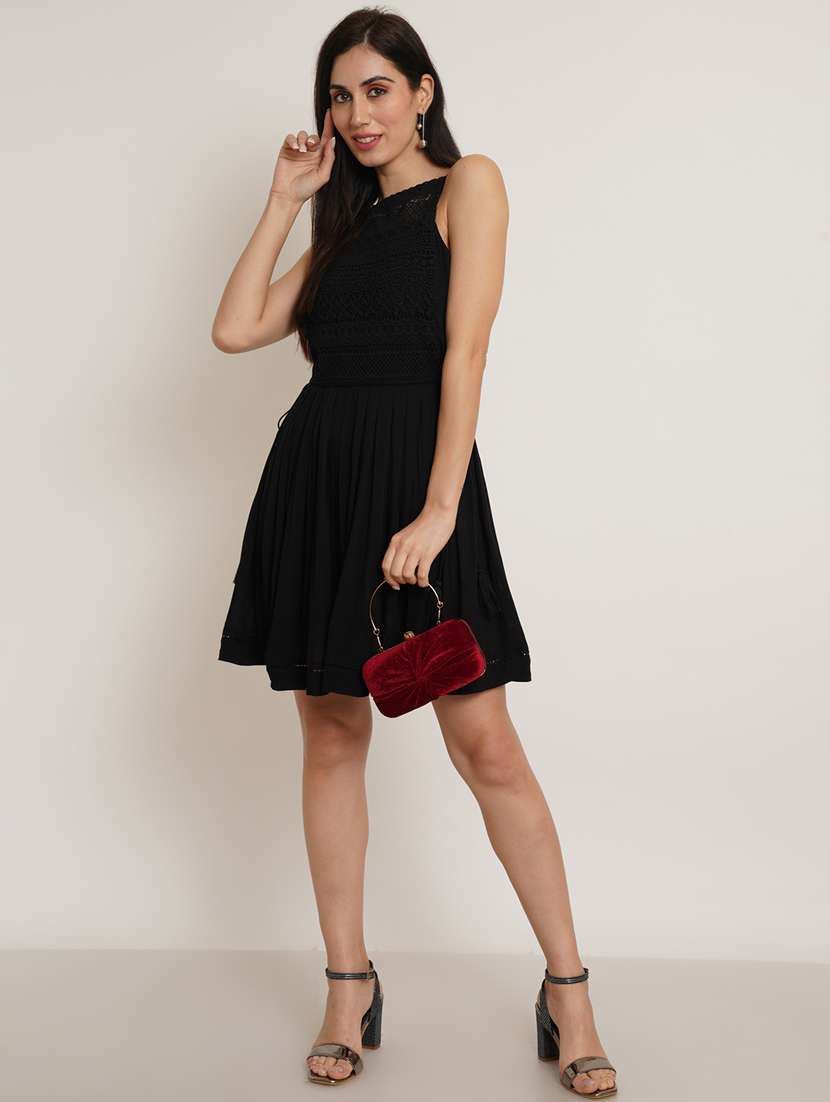 women's fit & flare solid dress - 19650742 - Standard Image - 3