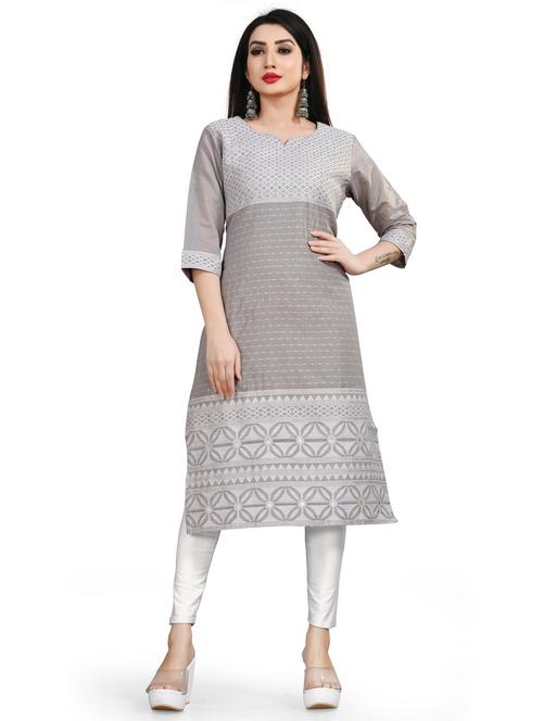 jacquard work straight kurta - 19656071 - Standard Image - 0