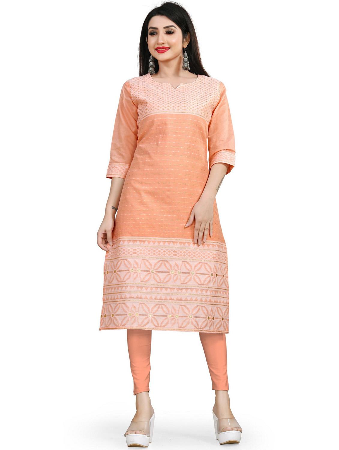 jacquard work straight kurta - 19656072 - Standard Image - 3