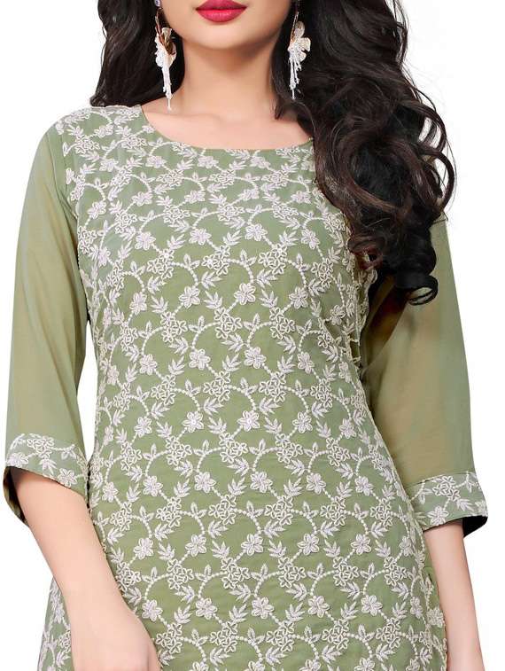 women round neck kurta palazzo set - 19656182 - Standard Image - 3