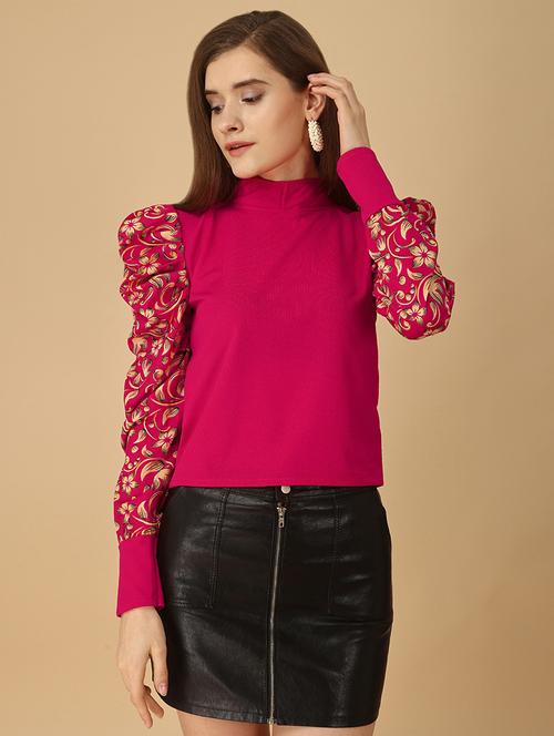 bouffant sleeve floral print regular top - 19656347 - Standard Image - 0