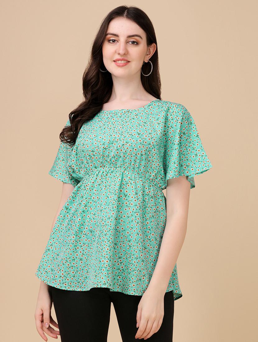 batwing sleeves printed peplum top - 19656502 -  Zoom Image - 0