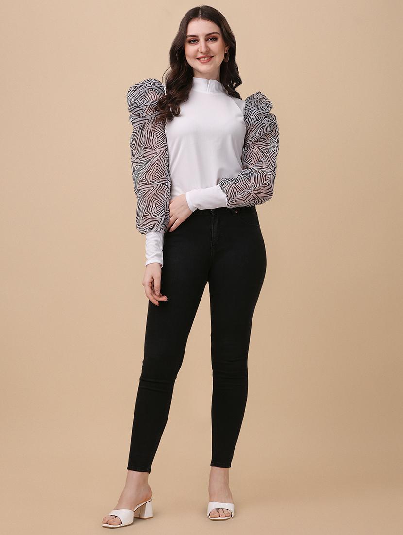 printed puff sleeve top - 19656541 - Standard Image - 3