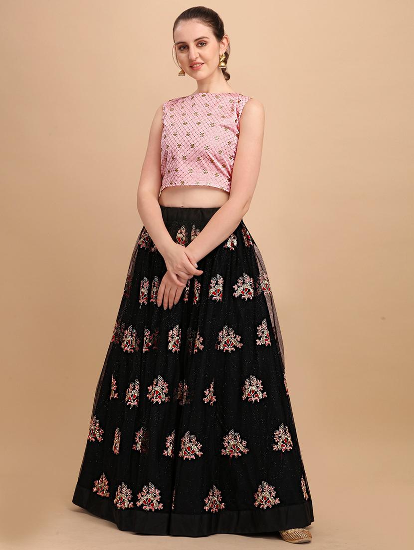 pink self design embroidered crop top - 19656644 - Standard Image - 3