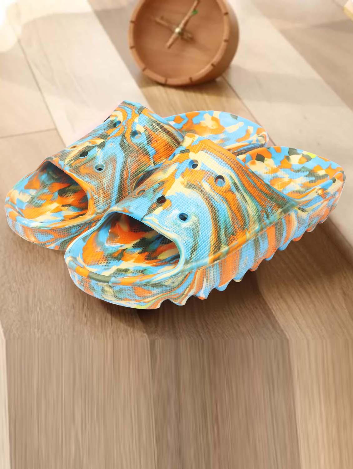 blue color block slip on flip flop - 19656758 - Standard Image - 5