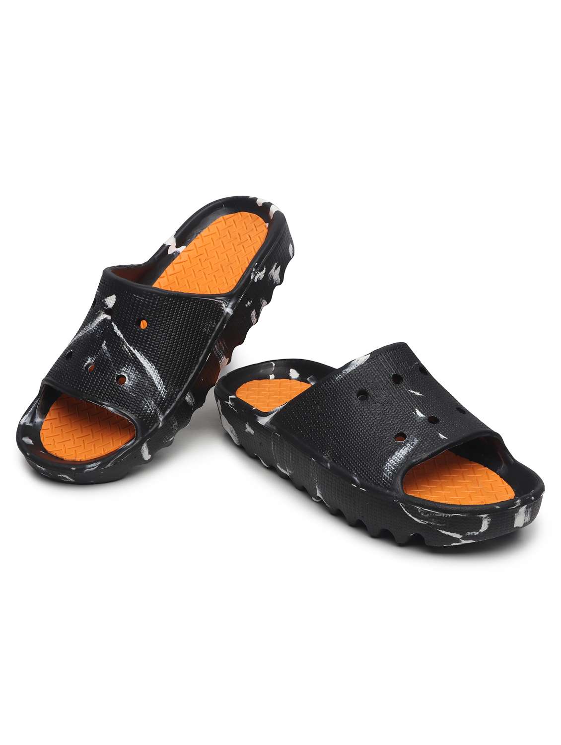 orange color block slip on flip flop - 19656766 - Standard Image - 3