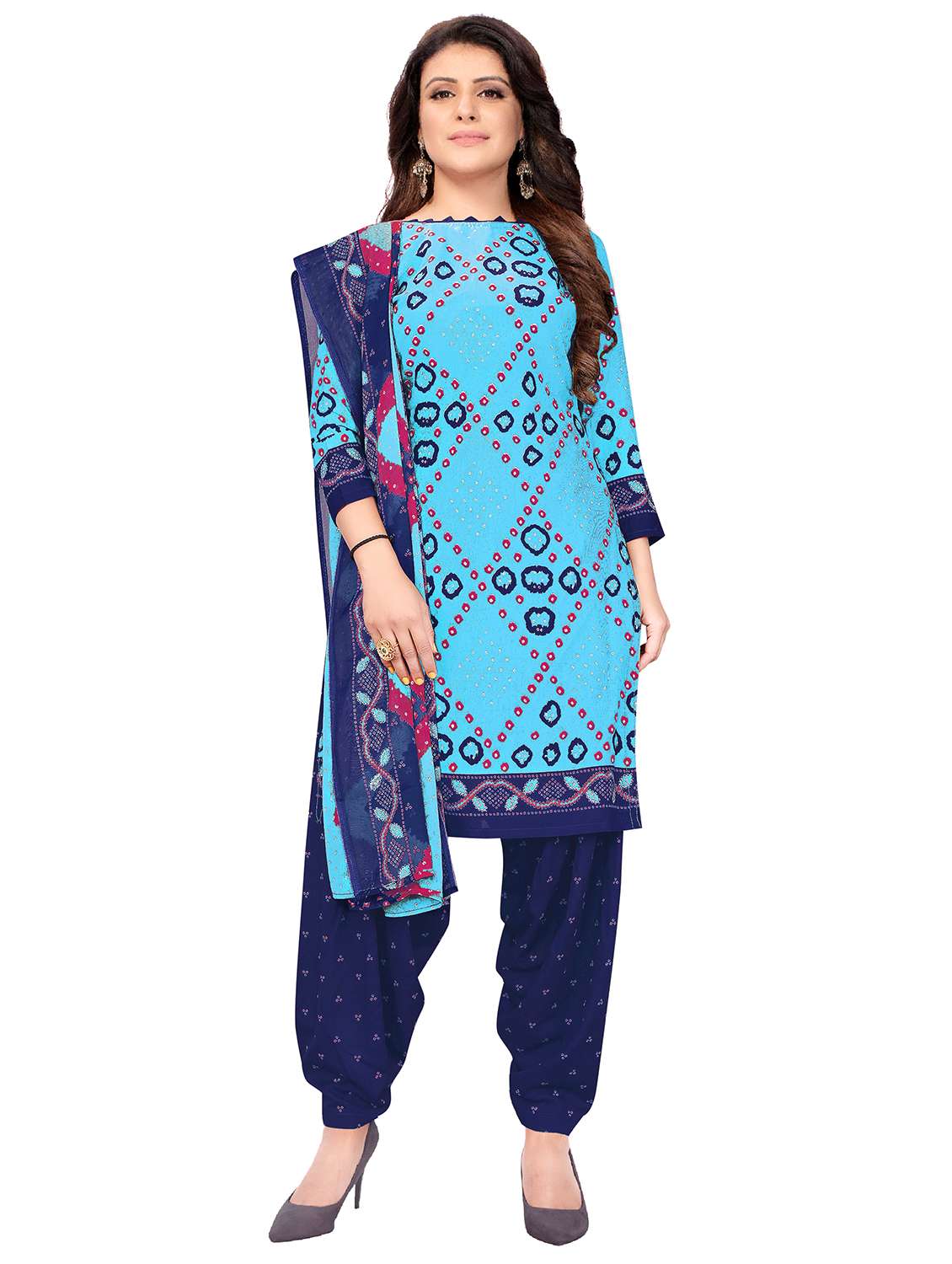 printed unstitched patiyala suit set - 19656780 -  Zoom Image - 0