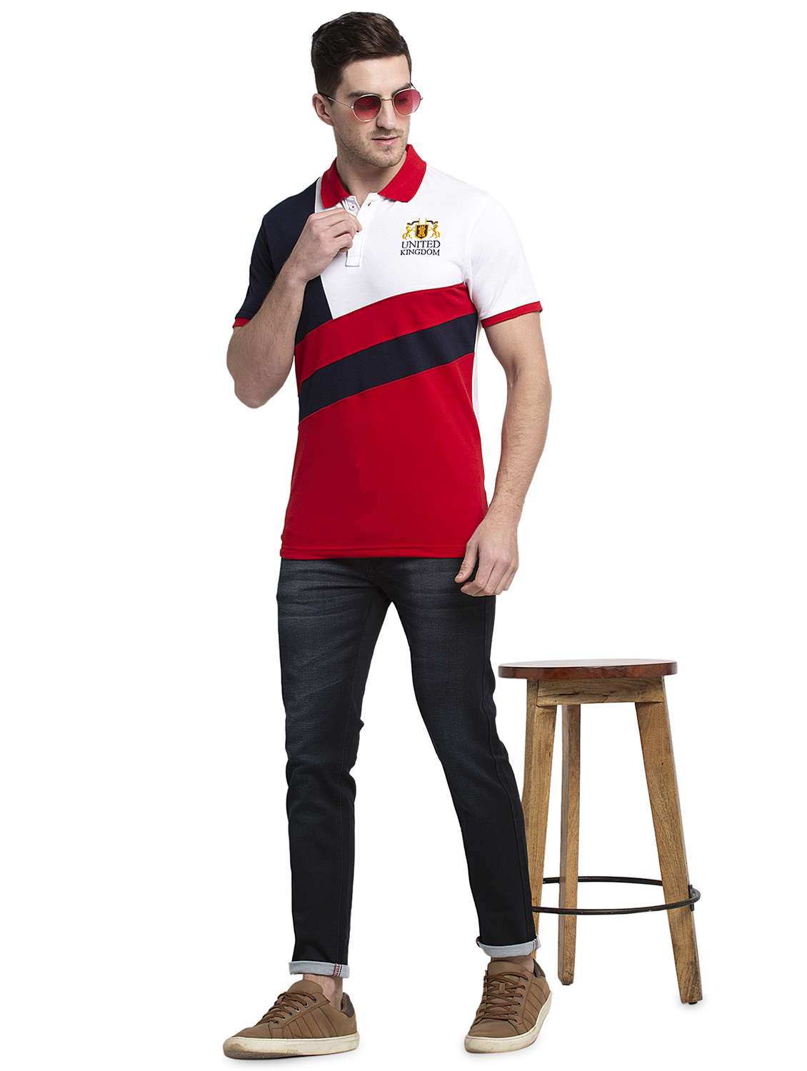 color block cotton polo t-shirt - 19656794 - Standard Image - 3