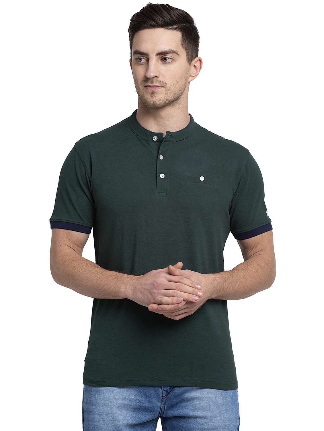 henley neck solid regular t-shirt - 19656810 - Zoom Image - 0