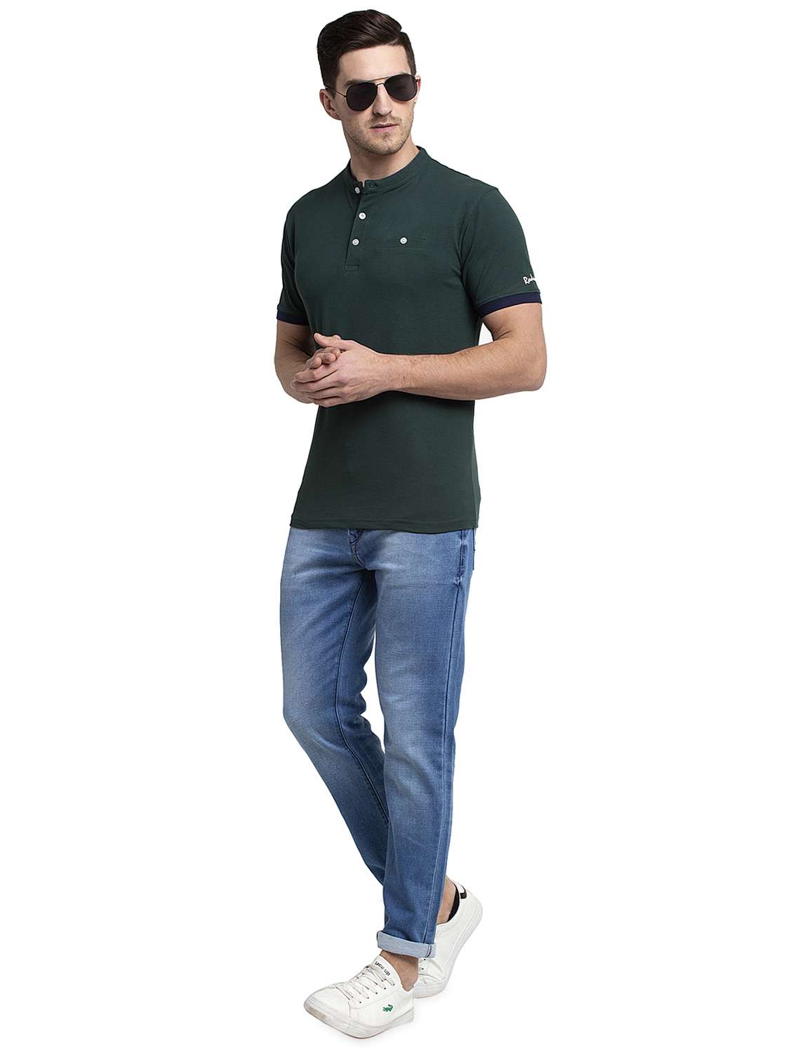 henley neck solid regular t-shirt - 19656810 - Standard Image - 3