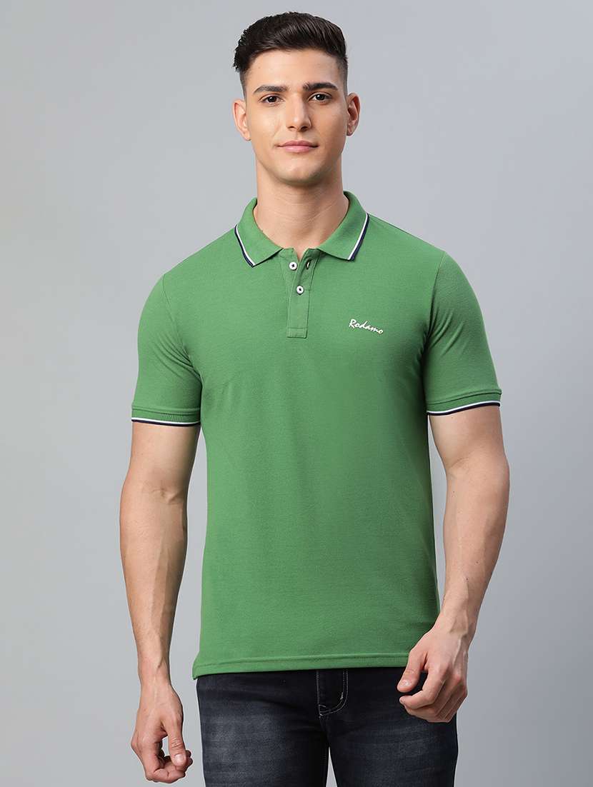 polo neck solid regular t-shirt 