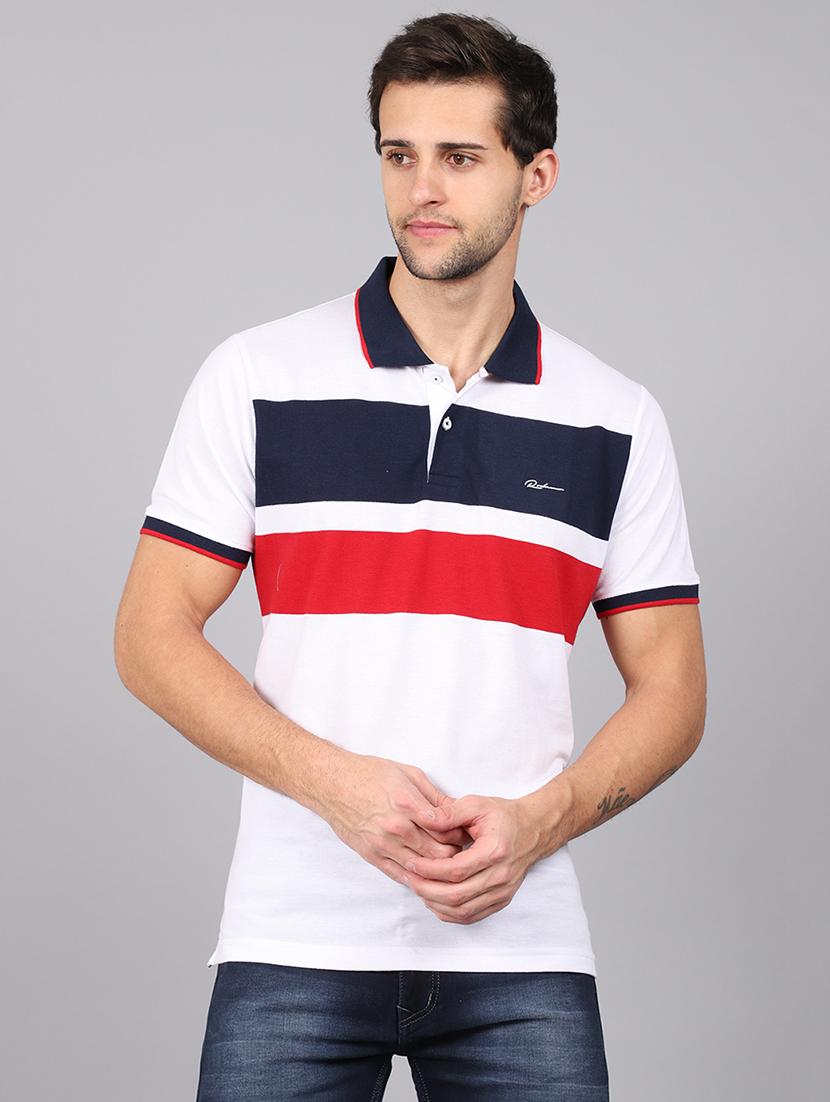 color block cotton polo t-shirt - 19656892 - Zoom Image - 0