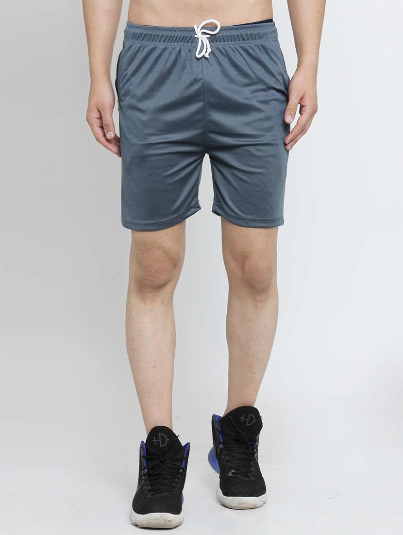 grey solid casual short