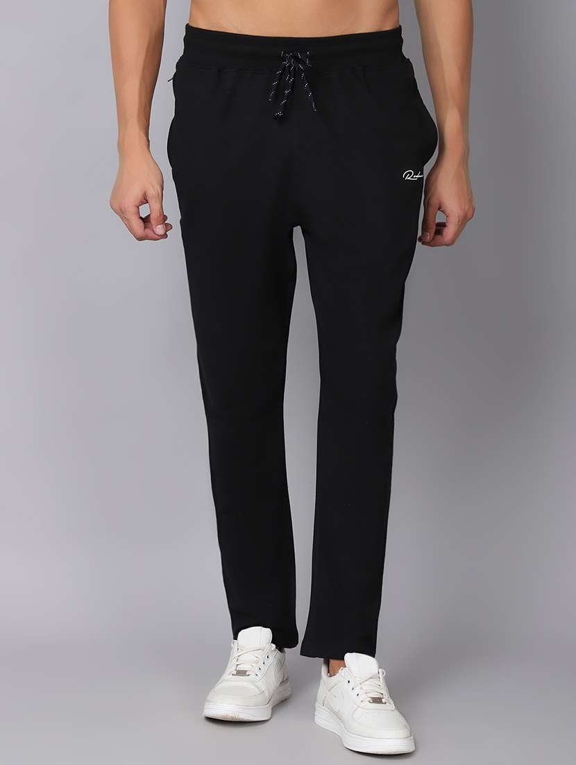 black solid track pant