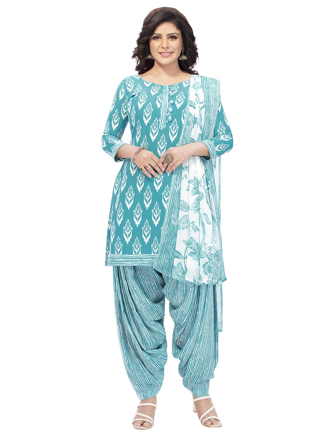 printed unstitched patiyala suit set - 19657099 -  Zoom Image - 0