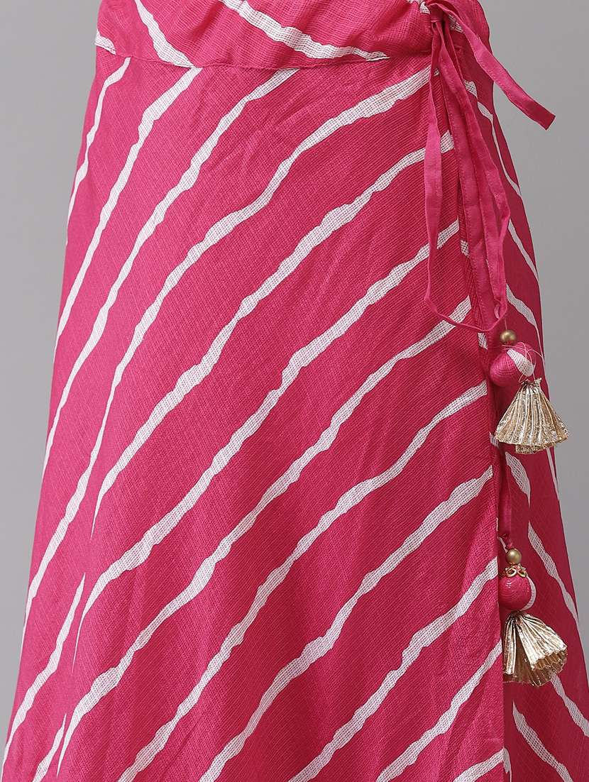 leheriya kurta skirt dupatta set - 19657313 - Standard Image - 5