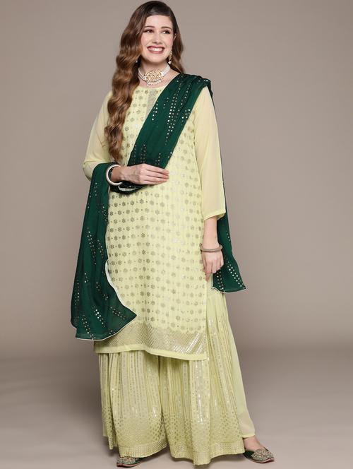 round neck kurta dupatta set - 19657318 -  Standard Image - 0
