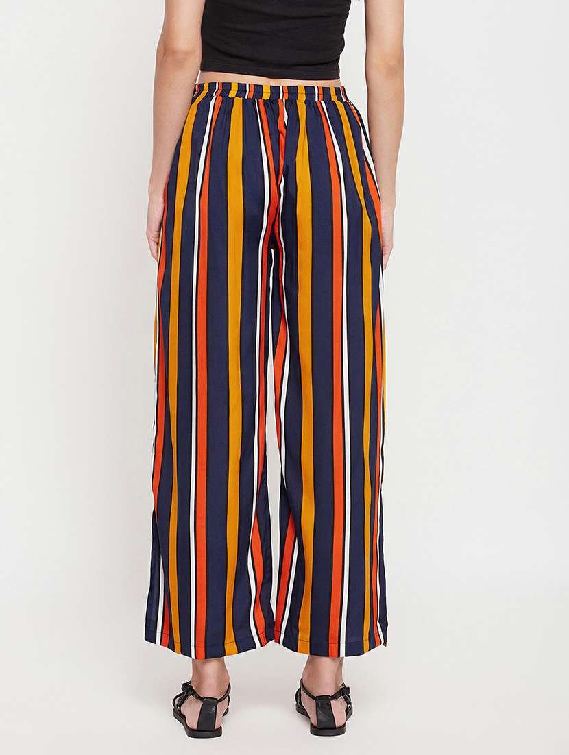 multi colored crepe palazzos - 19658359 -  Standard Image - 3