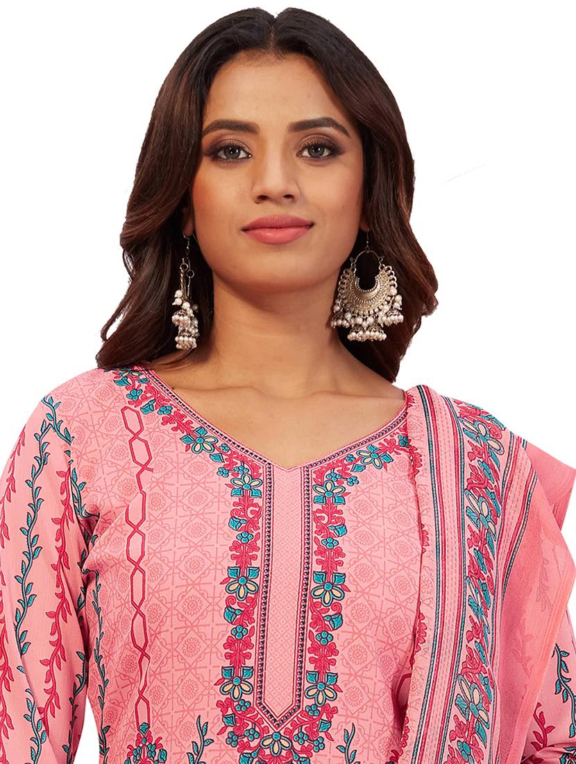 pink printed unstitched suit set - 19660432 - Standard Image - 3