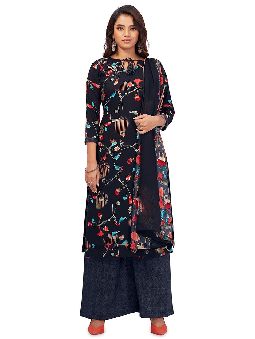 black palazzo unstitched suit set