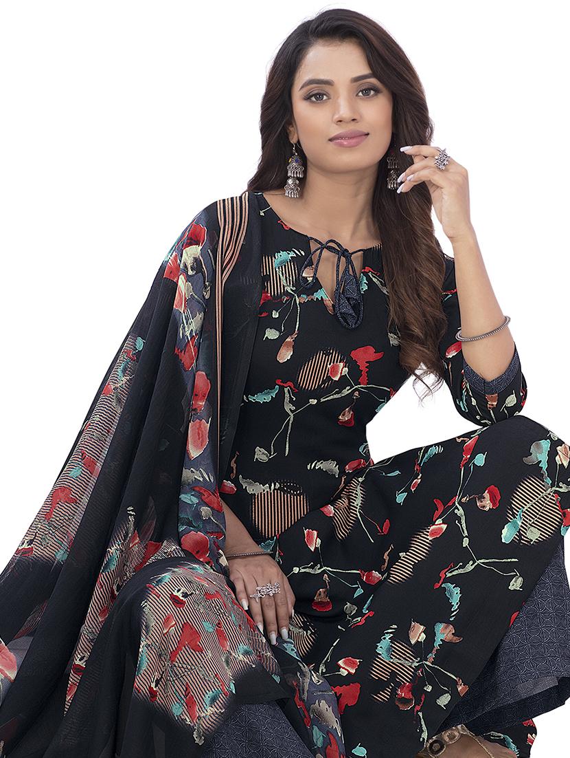black palazzo unstitched suit set - 19660474 - Standard Image - 3