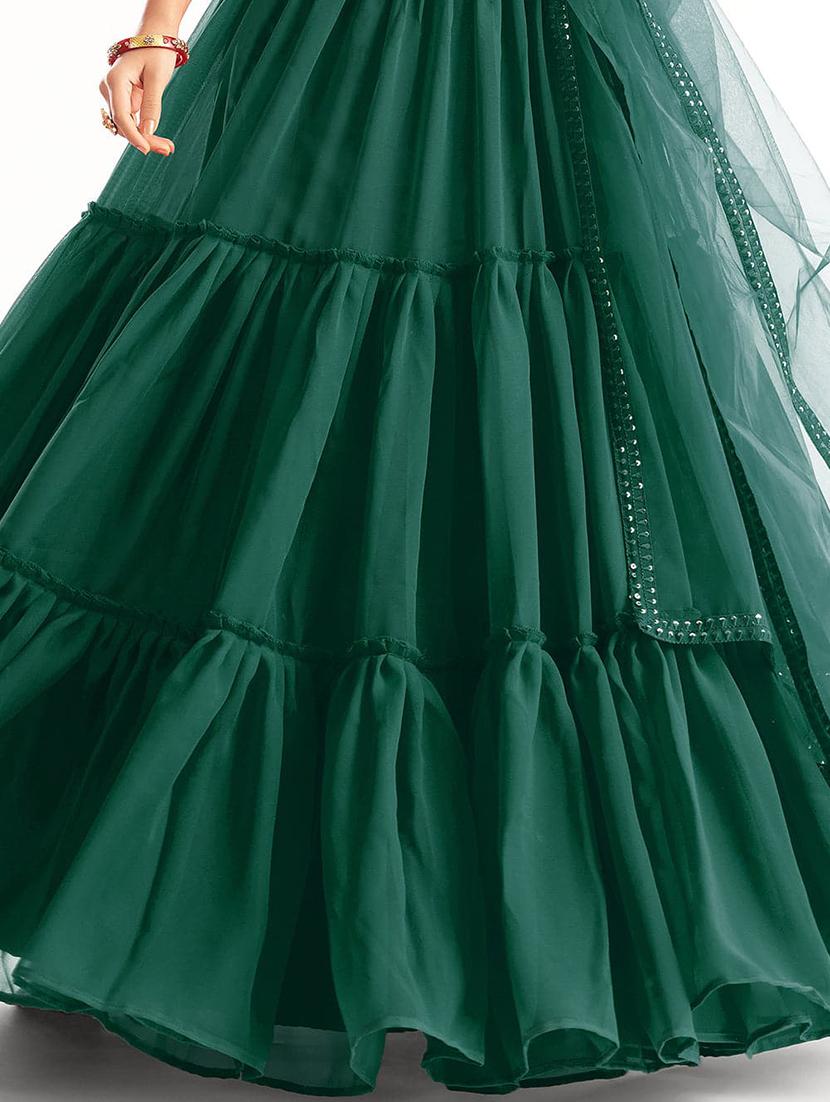green sequins flared lehenga - 19660601 - Standard Image - 5