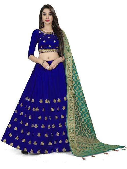 embroidered flared semi-stitched lehenga - 19661052 -  Standard Image - 0