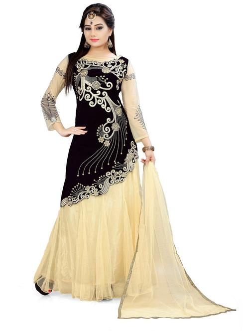 embroidered flared semi-stitched lehenga - 19661156 -  Standard Image - 0