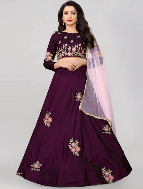 embroidered flared semi-stitched lehenga - 19661204 -  Standard Image - 0