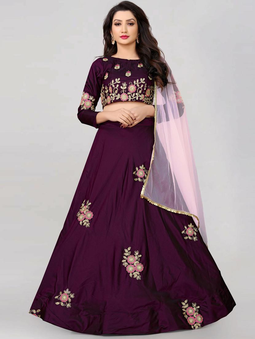 embroidered flared semi-stitched lehenga - 19661204 -  Zoom Image - 0