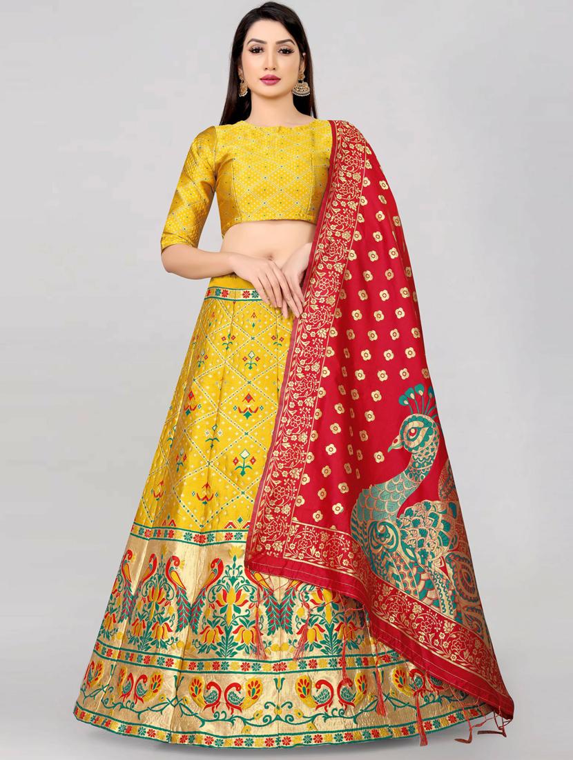 self designed flared semi-stitched lehenga - 19661440 - Zoom Image - 0