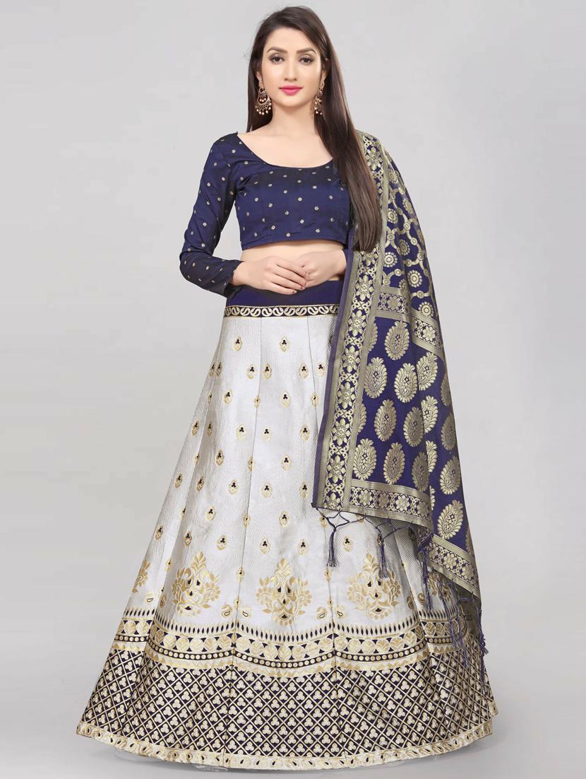 self design flared semi stitched lehenga - 19661609 -  Zoom Image - 0