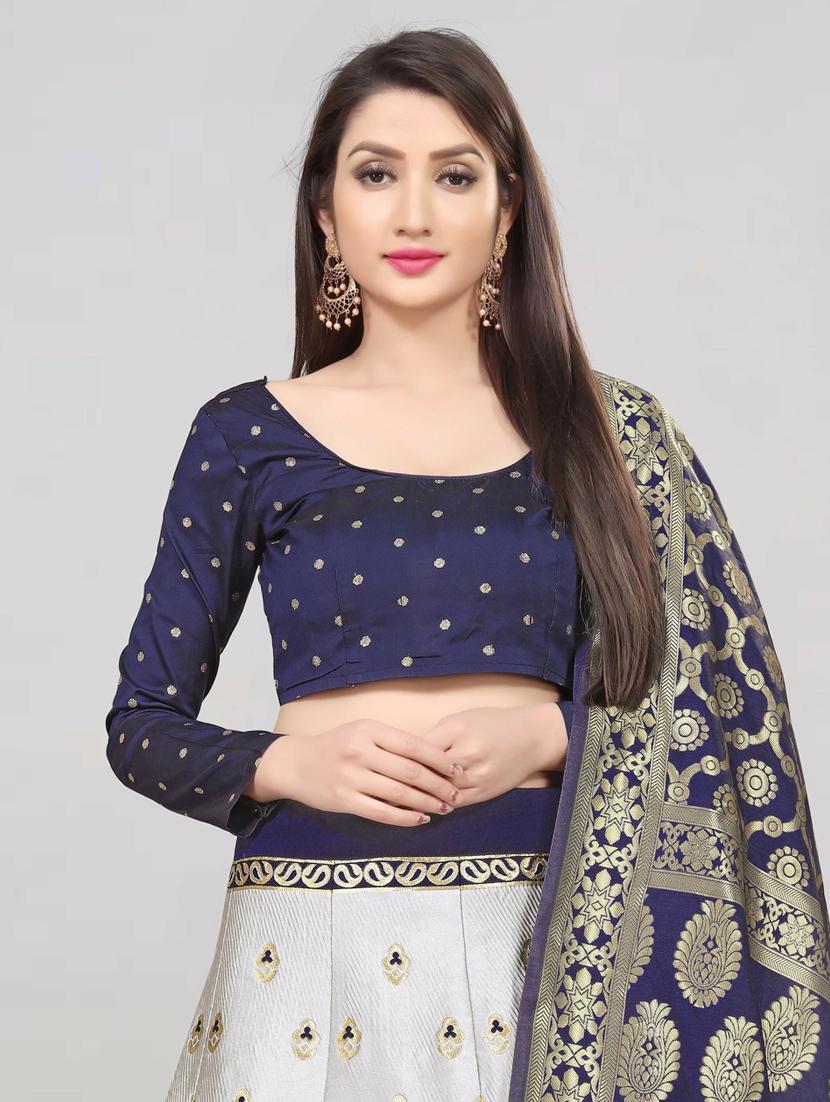 self design flared semi stitched lehenga - 19661609 - Standard Image - 3