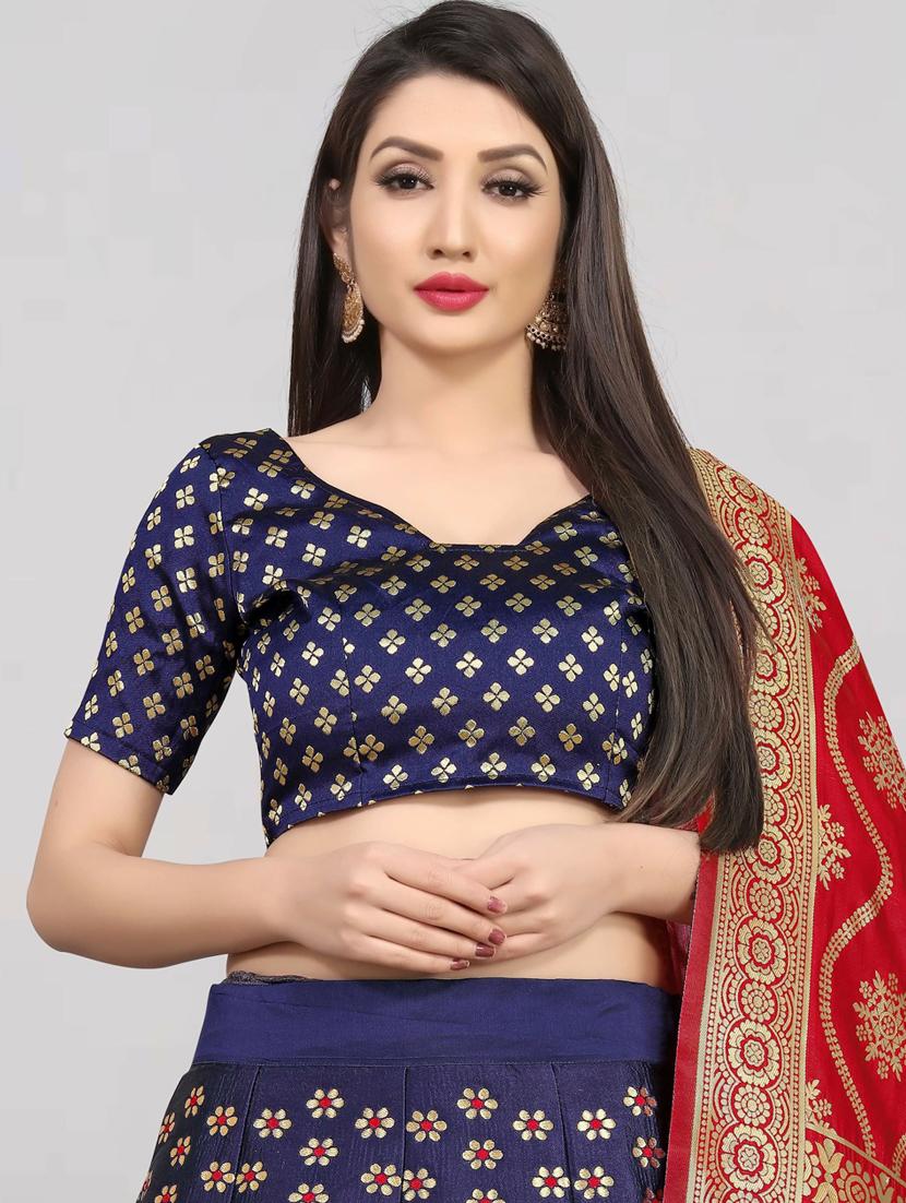 self design flared semi stitched lehenga - 19661705 - Standard Image - 3