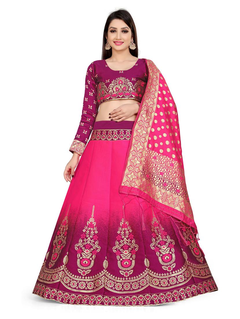 brocade self designed flared semi-stitched lehenga - 19661715 -  Zoom Image - 0