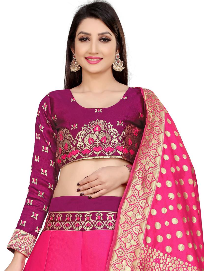 brocade self designed flared semi-stitched lehenga - 19661715 - Standard Image - 3