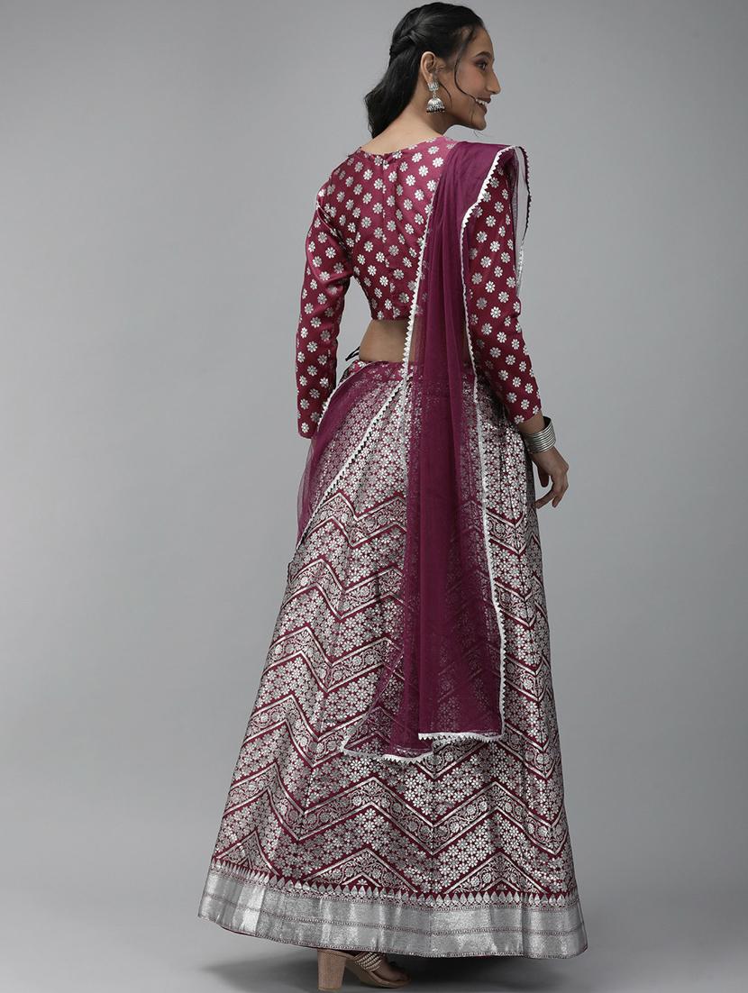 brocade self designed flared semi-stitched lehenga - 19661724 - Standard Image - 3
