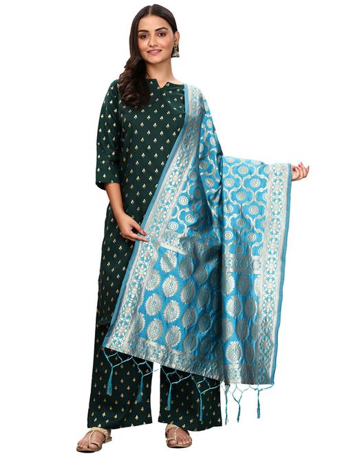 green jaquard dupatta - 19661784 -  Standard Image - 0