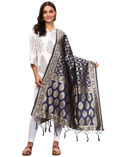 blue jaquard dupatta - 19661802 -  Standard Image - 0