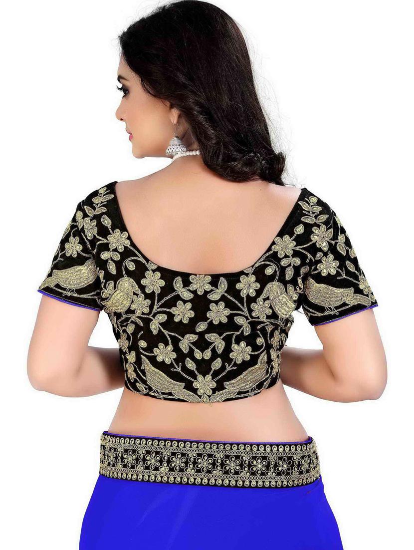 solid woven contrast bordered saree with blouse - 19661977 - Standard Image - 3