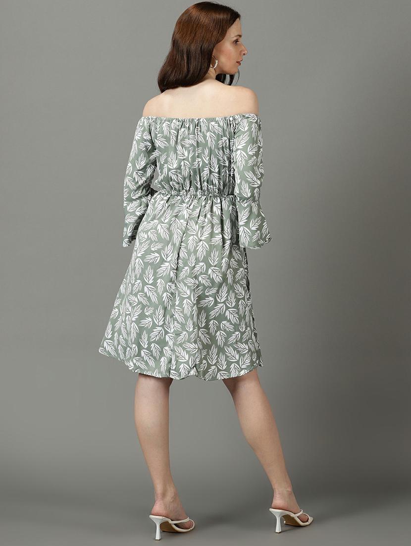 women's fit & flare leaf print dress - 19662530 - Standard Image - 3