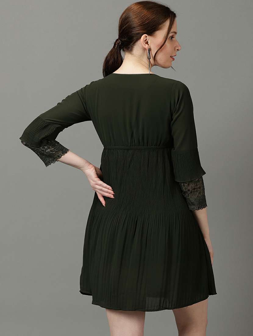 women's fit & flare solid dress - 19662535 -  Standard Image - 3