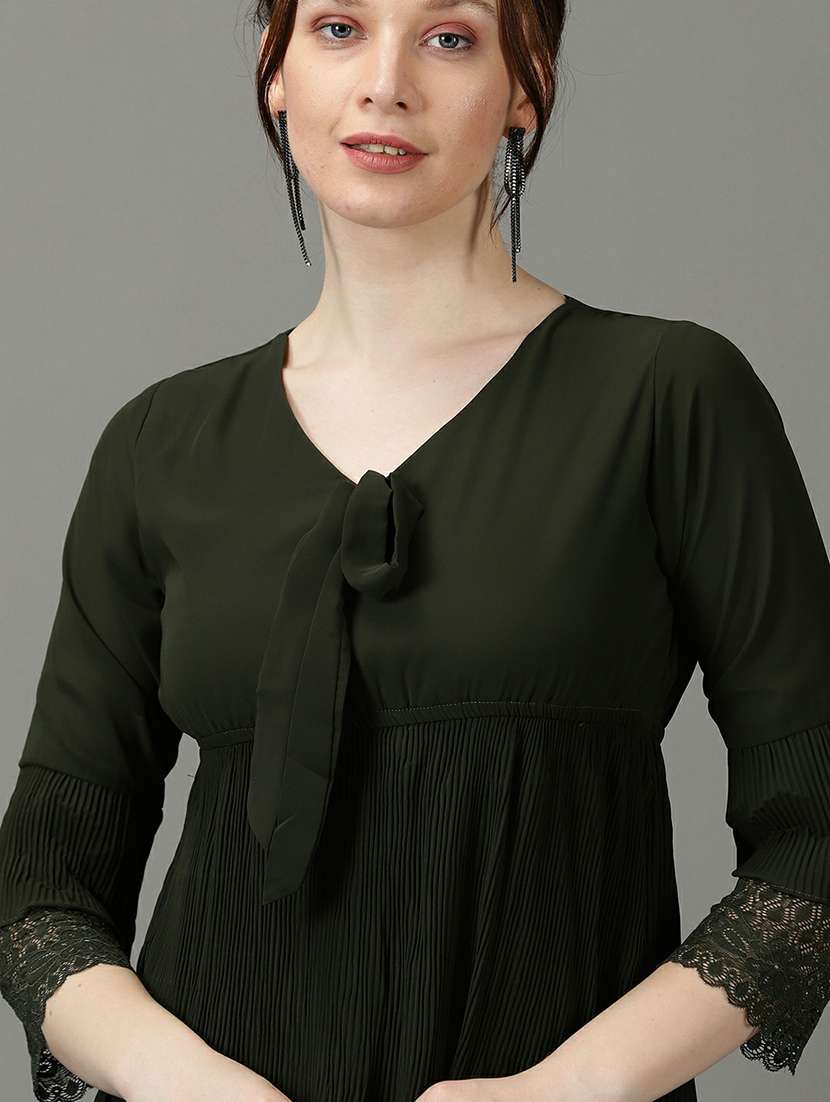 women's fit & flare solid dress - 19662535 -  Standard Image - 5