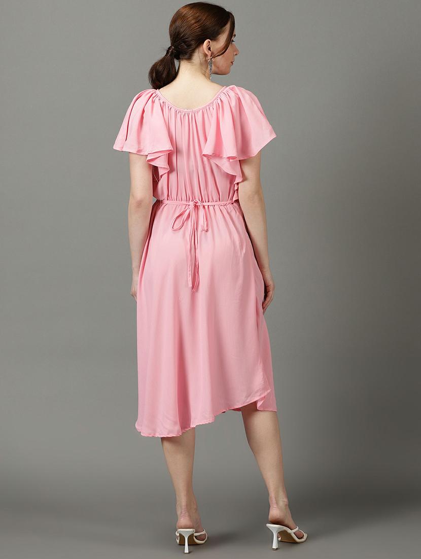 women's asymmetric solid dress - 19662538 - Standard Image - 3