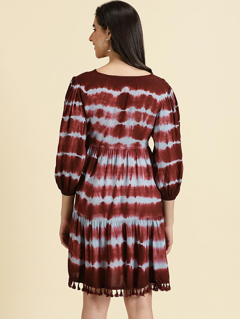 v neck tie & dye tiered dress - 19662550 - Standard Image - 3