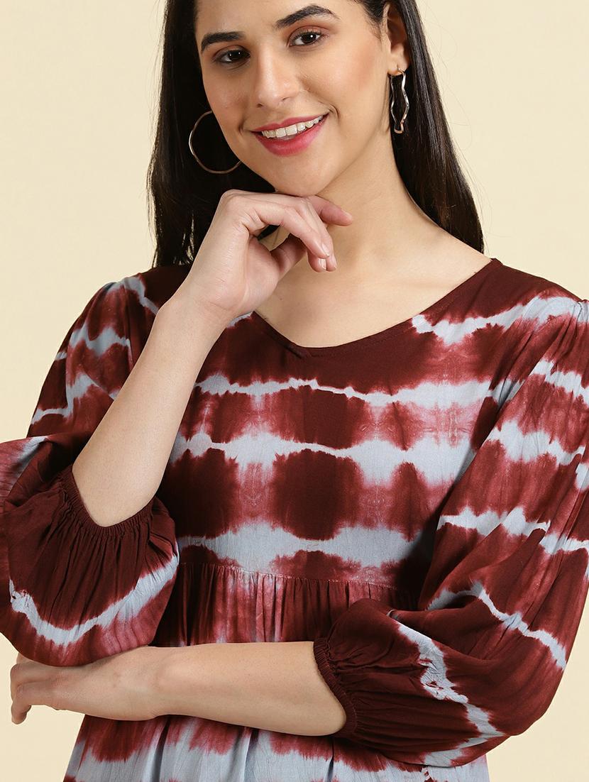 v neck tie & dye tiered dress - 19662550 - Standard Image - 5