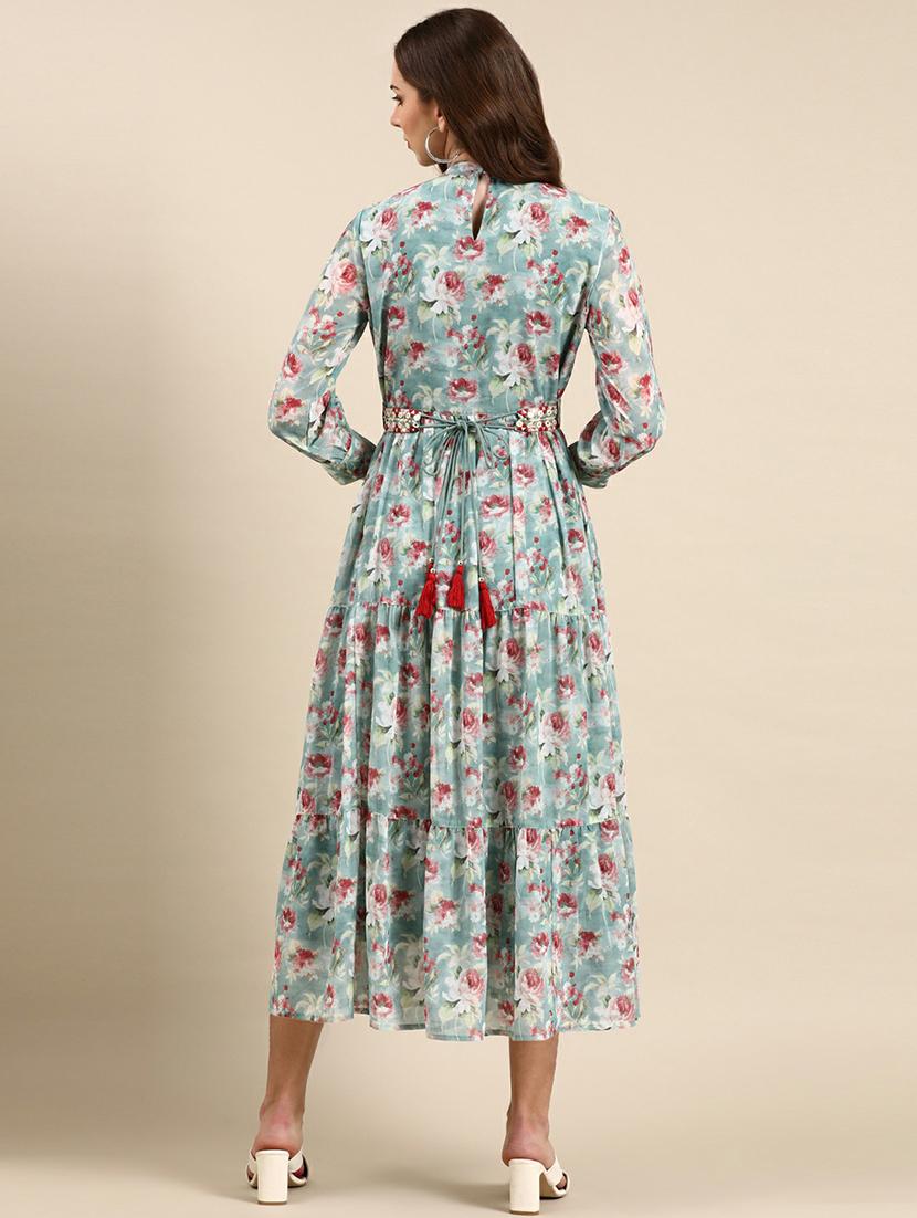 keyhole neck printed tiered dress - 19662571 - Standard Image - 3
